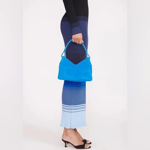 STAUD Valerie Director Blue Suede Bag NWT - Picture 2 of 13